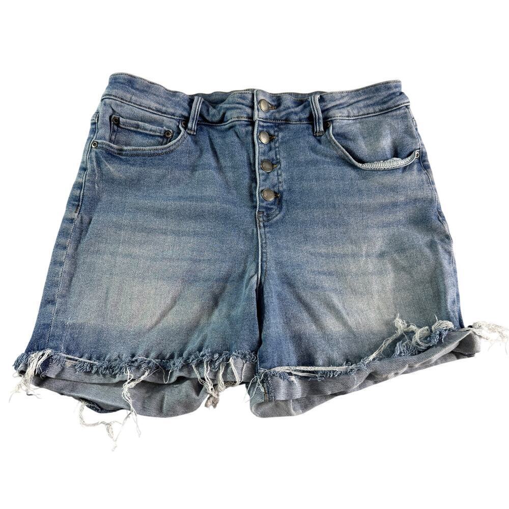 Westbound Womens sz 14 Denim Shorts Cuffed Raw hem Button Fly